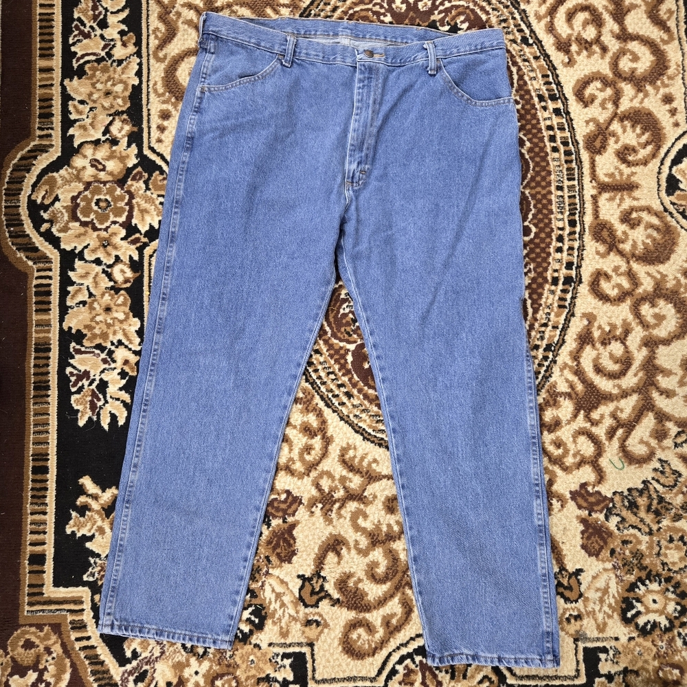 Rustler Wrangler Blue Jeans Denim Western Bootcut Lightwash High Waist 90s Retro